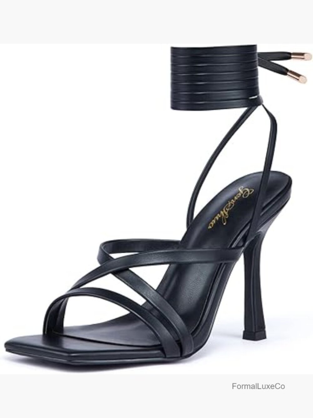 Strappy Lace Up Stiletto Heeled Sandals Square Toe Prom Dress Shoes
